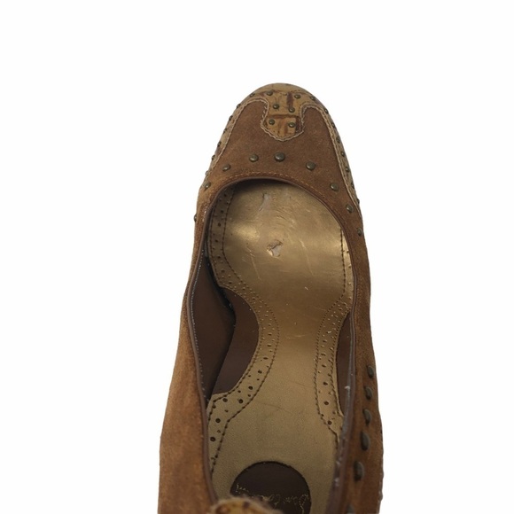 Sam Edelman Studded Snake Print Pinup Brown Suede Heels 60’s Vibe Women’s 8.5 - Picture 6 of 8